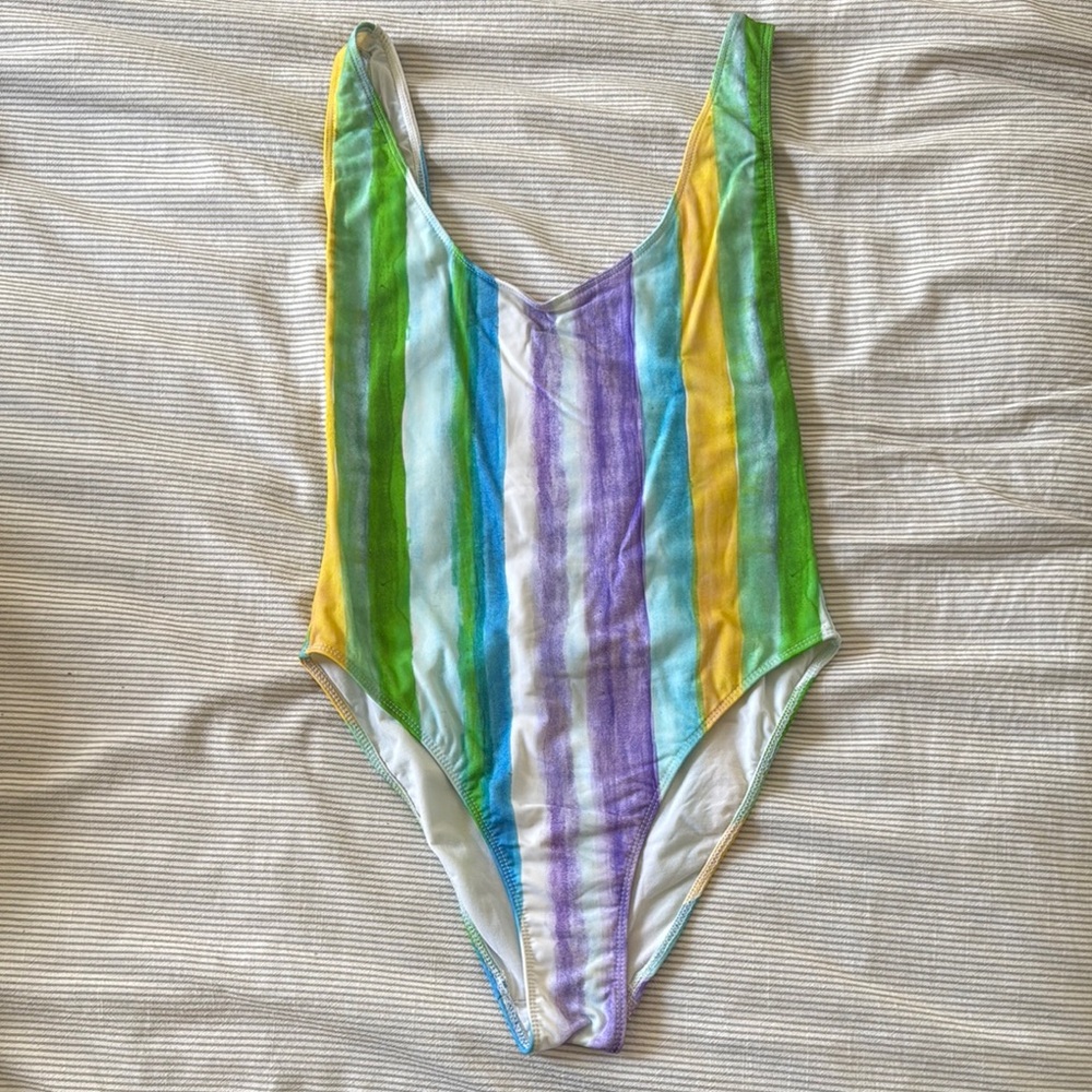 Colorful Striped One-Piece Swimsuit